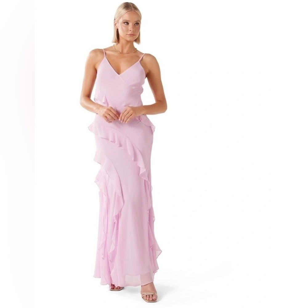 POPPY RUFFLE GOWN PINK LILAC